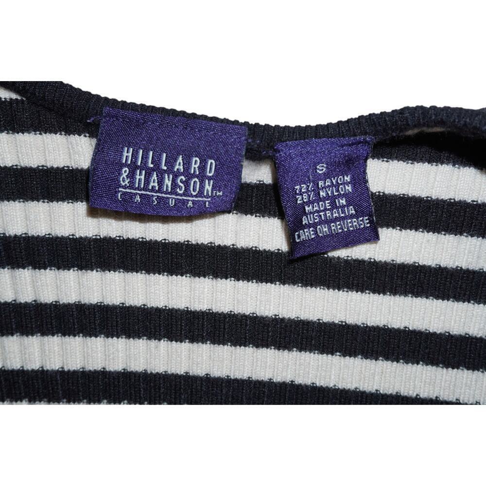 Vintage Hillard & Hanson Black White Striped Ribbed Knit Cropped Y2K Small - Picture 3 of 6